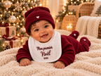 Bavoir bébé brodé – Mon premier Noël 2026