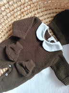 Combinaison maille MON PREMIER NOËL avec col blanc + COEURS + PRENOM - 0/3 mois - 3/6mois et 9/12 mois - personnalisable - Plusieurs couleurs