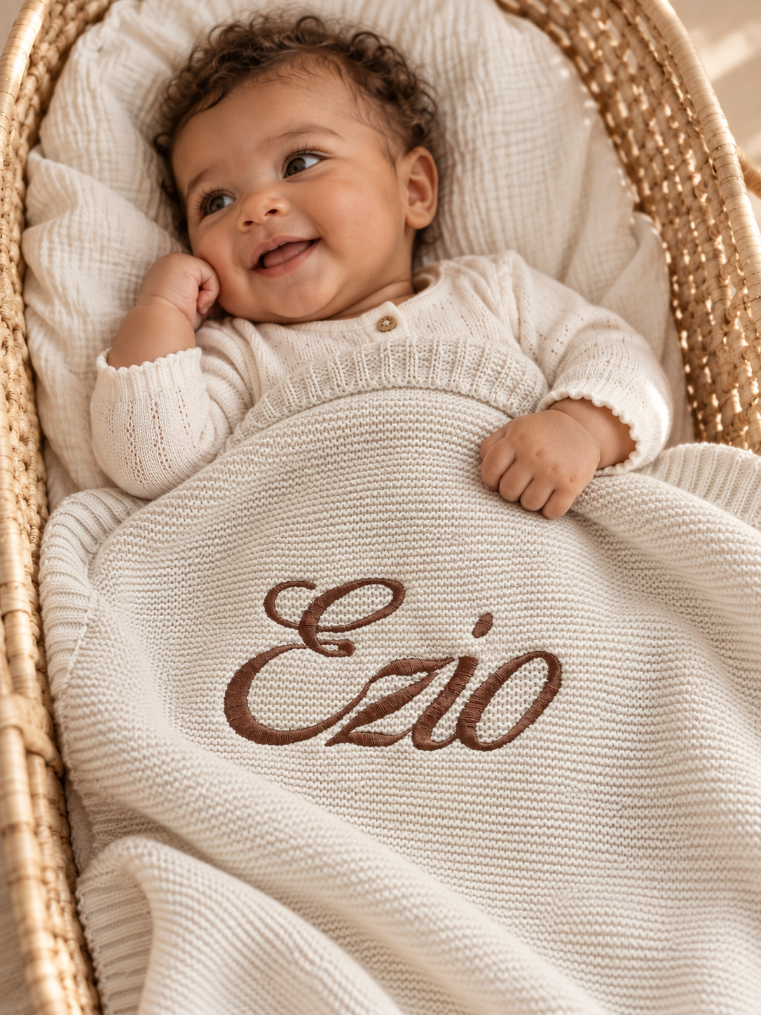 Couverture bébé personnalisée à volant en maille