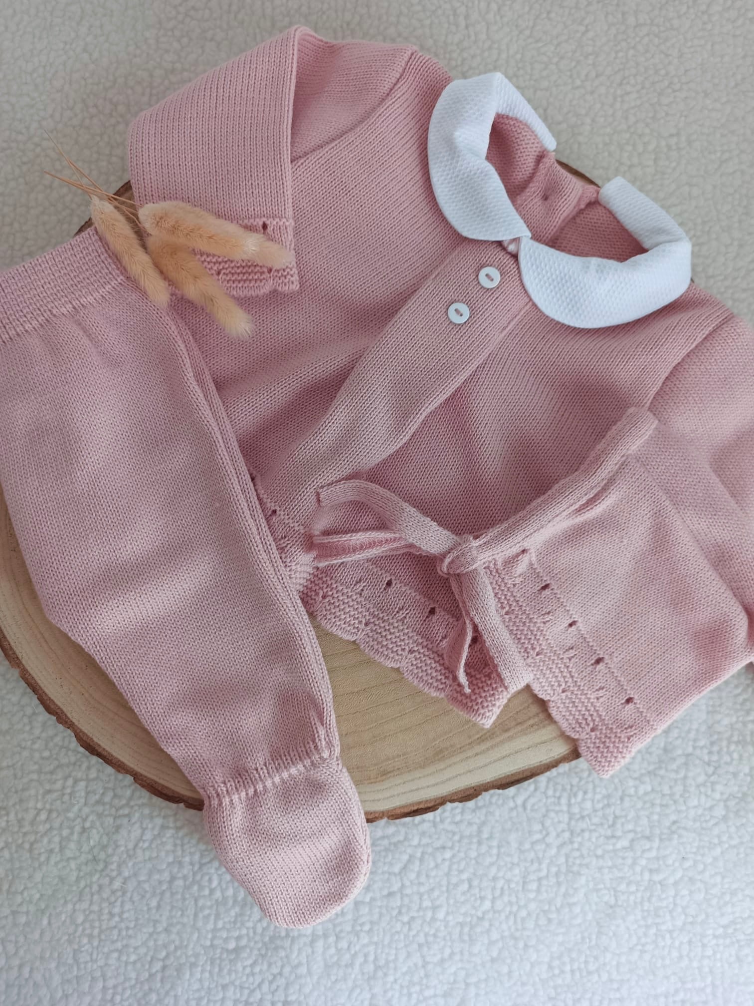 Ensemble complet naissance vieux rose 0/3 mois