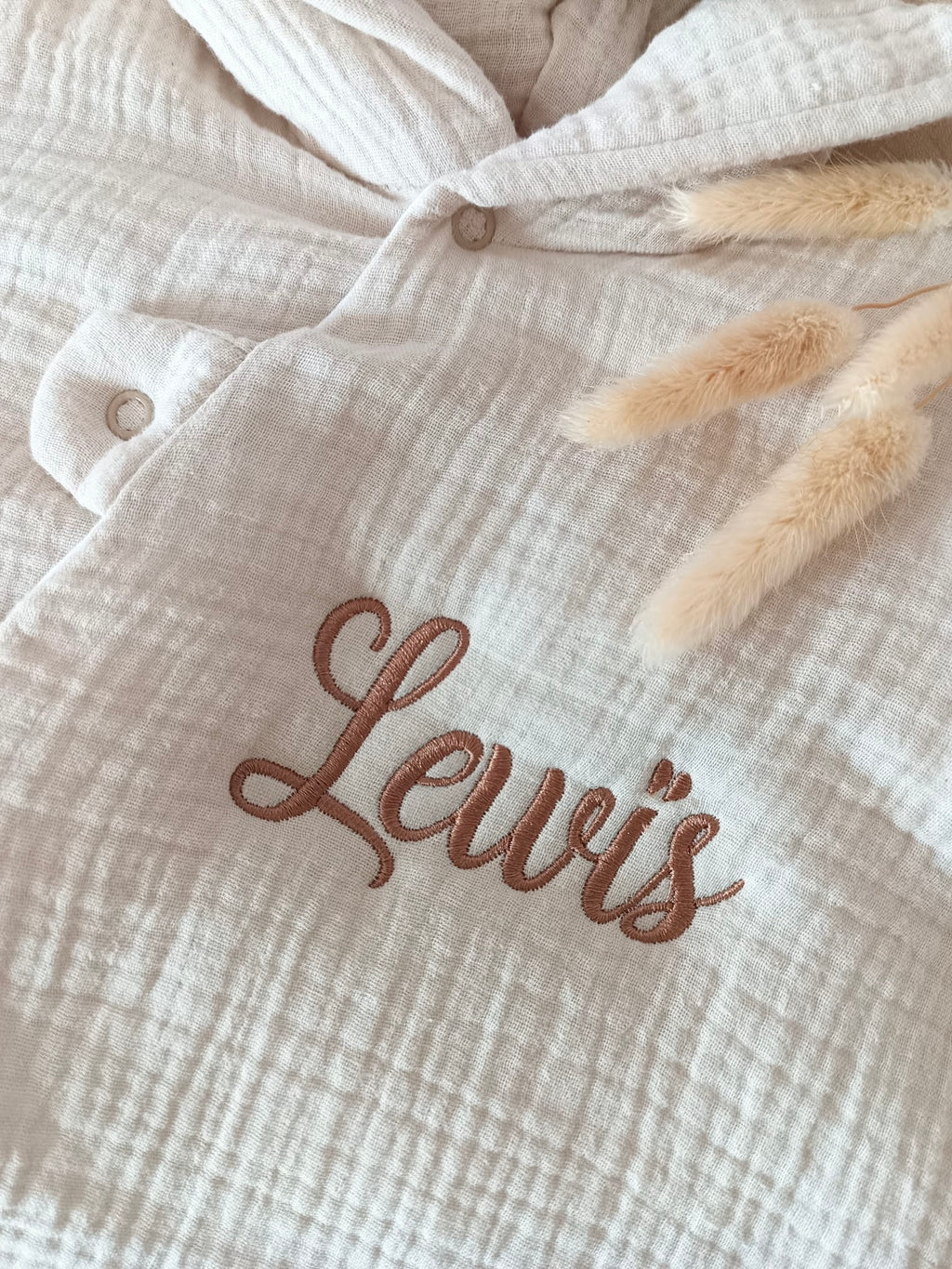 Combinaison pilote en gaze de coton beige avec oreilles - personnalisable - plusieurs tailles -