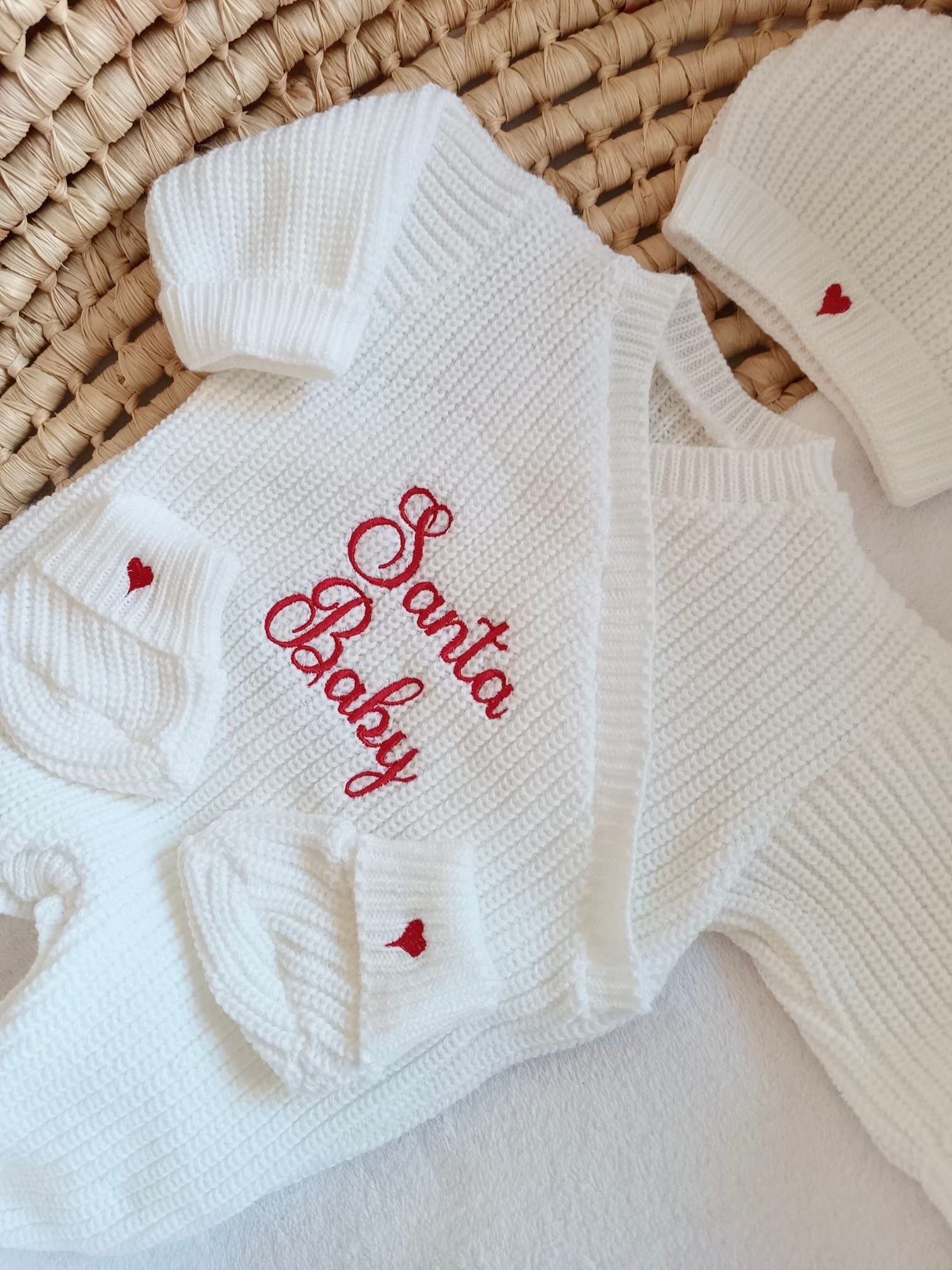 Combinaison maille NOËL, croisé, 0/3 mois, 3 pièces - personnalisable - PLUSIEURS COULEURS -