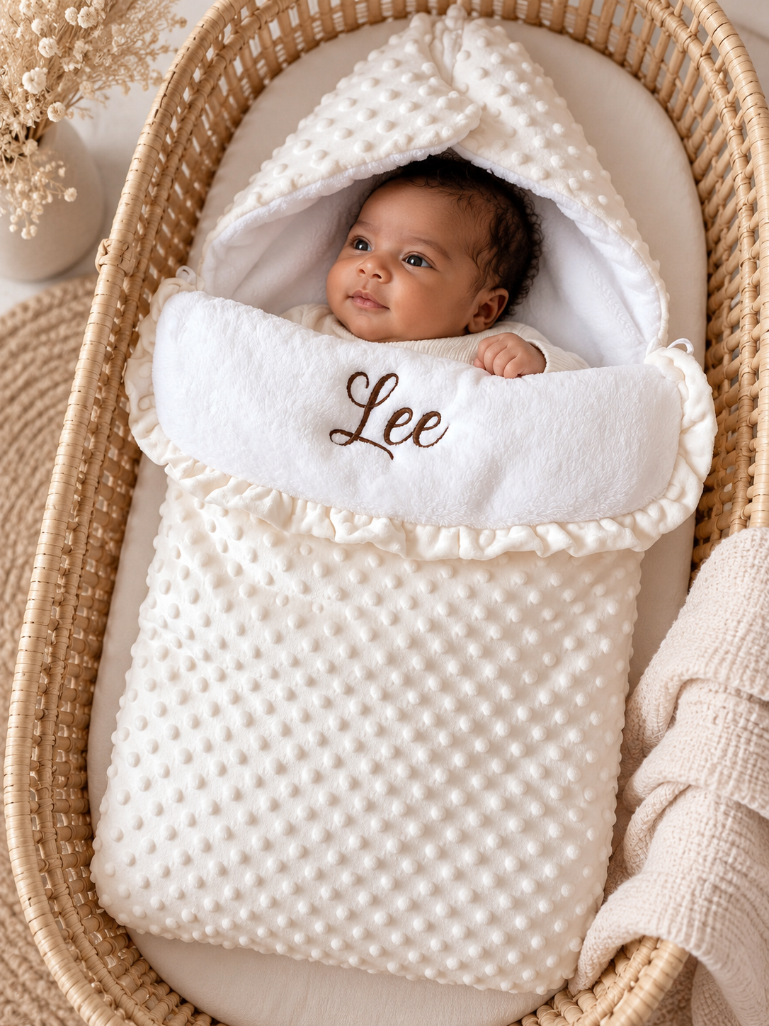 Nid d'ange bébé personnalisé minky