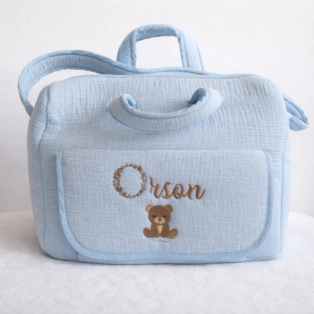 Sac à langer personnalisé bébé en gaze de coton