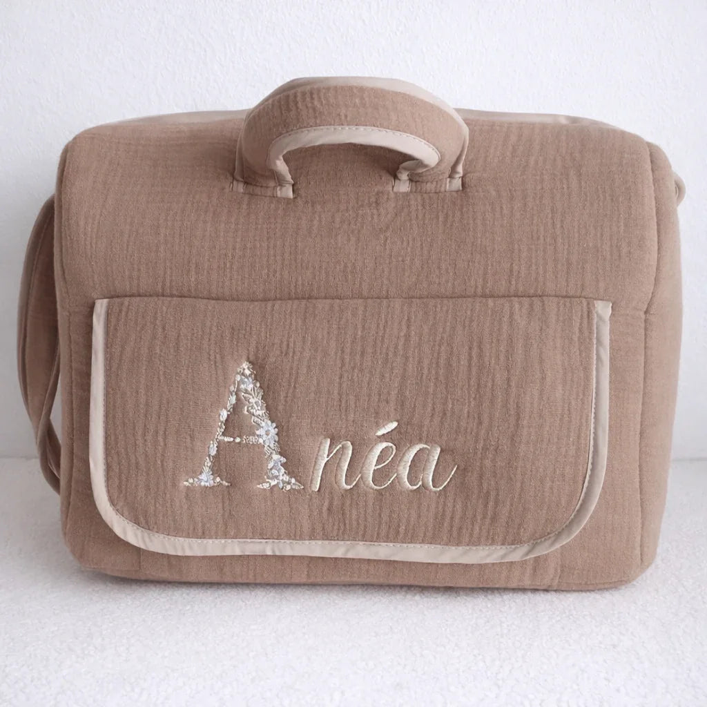 Sac à langer personnalisé bébé en gaze de coton