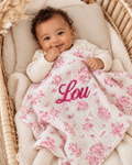 Lange personnalisé bébé en gaze de coton – Fleurs de coton