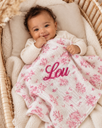 Lange personnalisé bébé en gaze de coton – Fleurs de coton