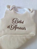 Gigoteuse molletonée en maille beige et polaire blanc - personnalisable -