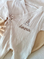 Pyjama cache cœur beige 100% coton
