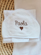 Cape de bain en gaze de coton blanc - personnalisable -