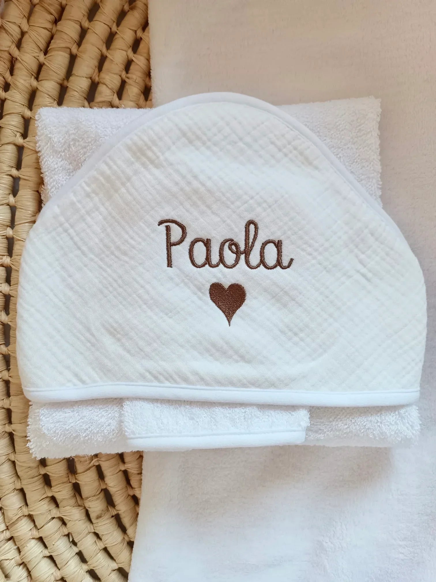 Cape de bain personnalisée bébé en gaze de coton