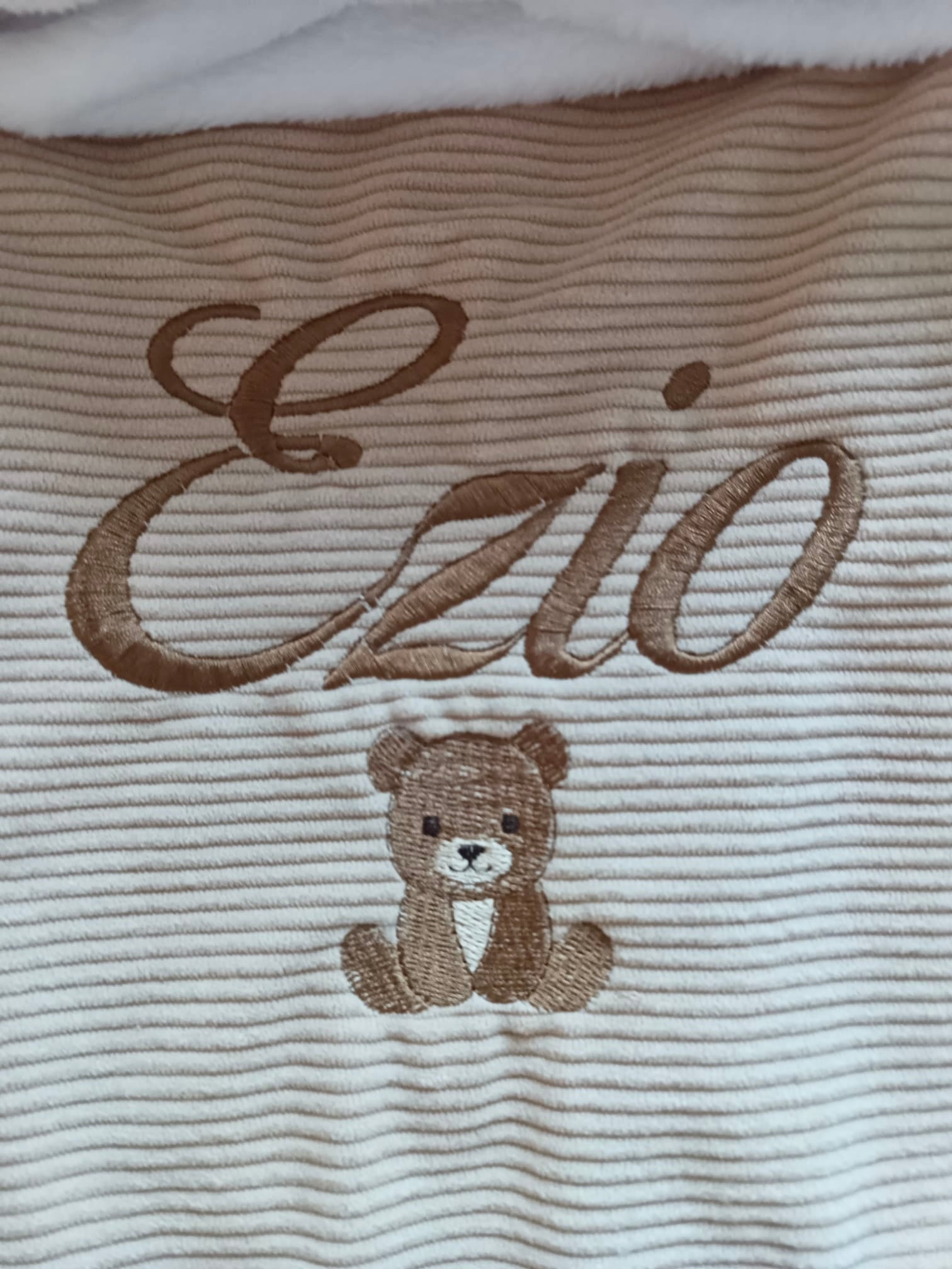 Couverture velours beige et polaire blanc - personnalisable -