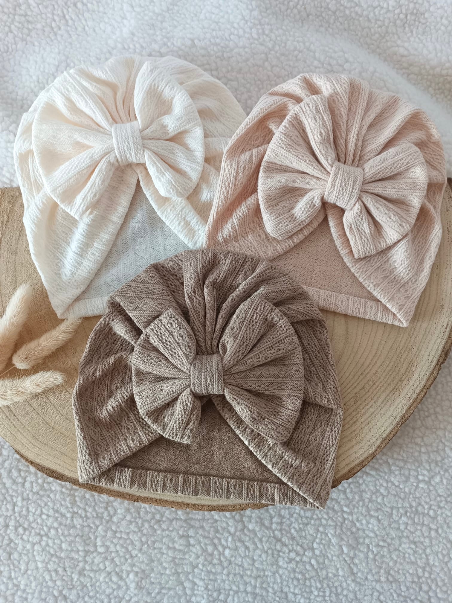 Lot turbans crème/beige/marron 0/6 mois