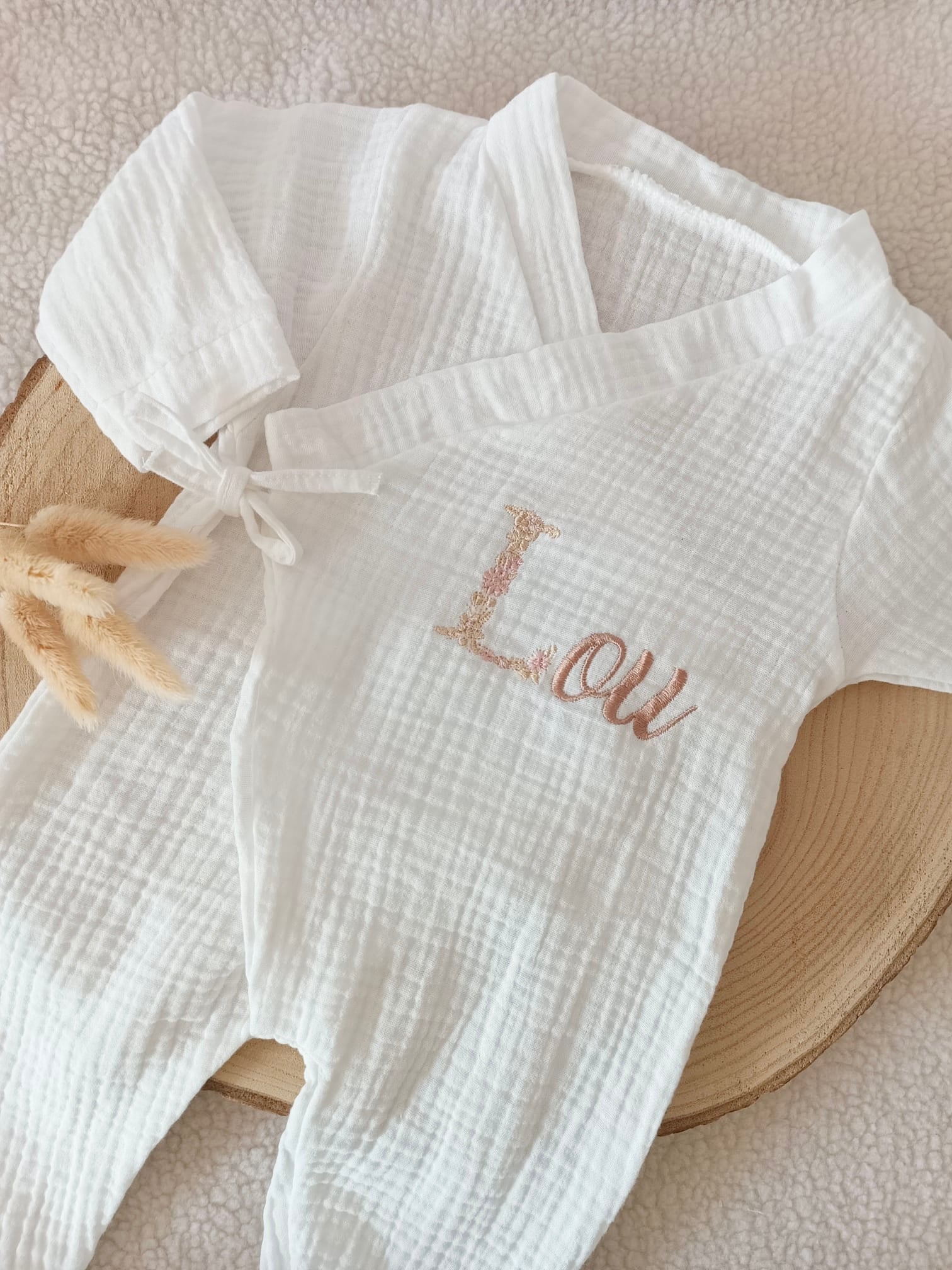 Pyjama cache cœur blanc 100% coton