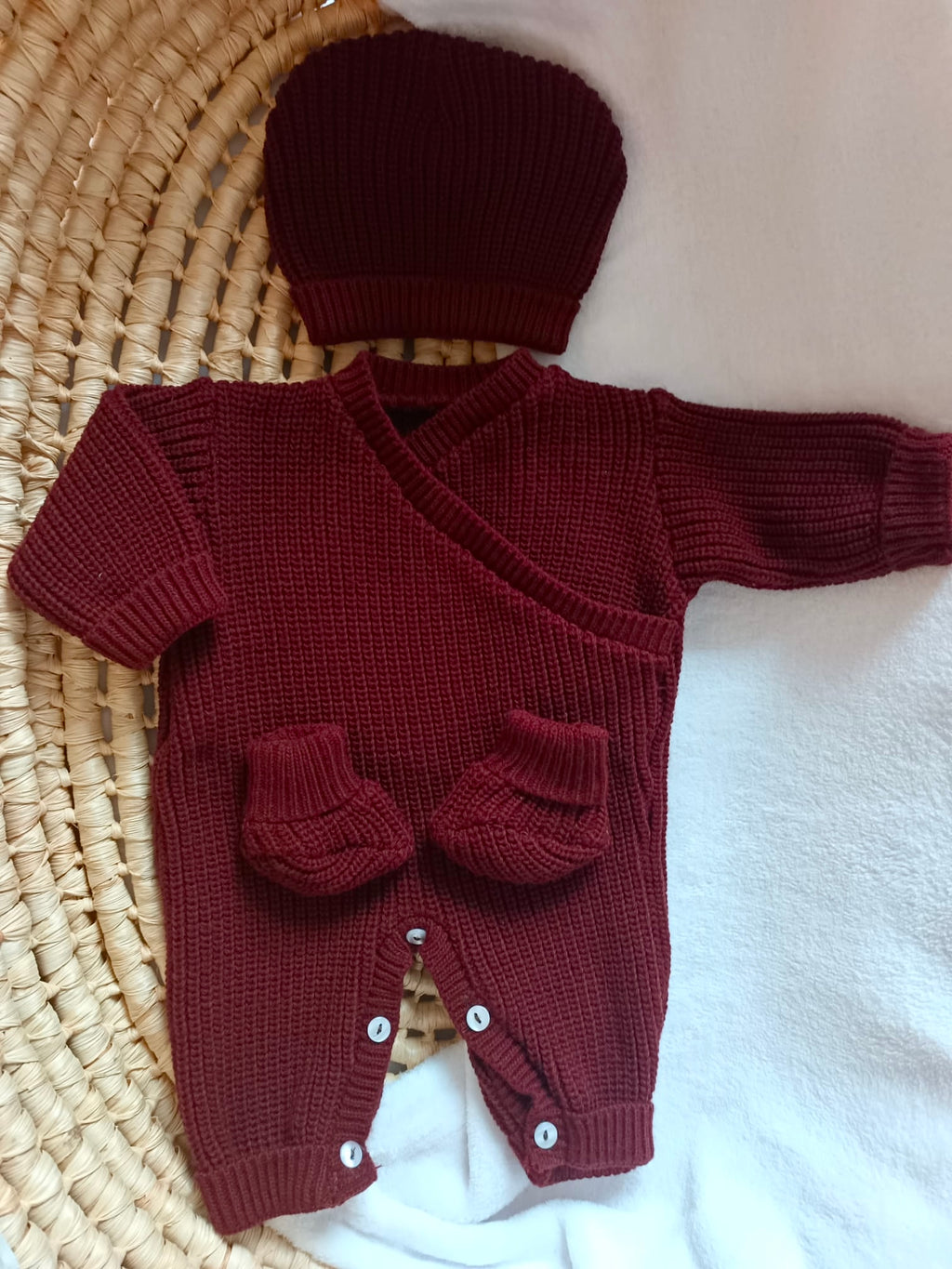 Combinaison maille NOËL, croisé, 0/3 mois, 3 pièces - personnalisable - PLUSIEURS COULEURS -