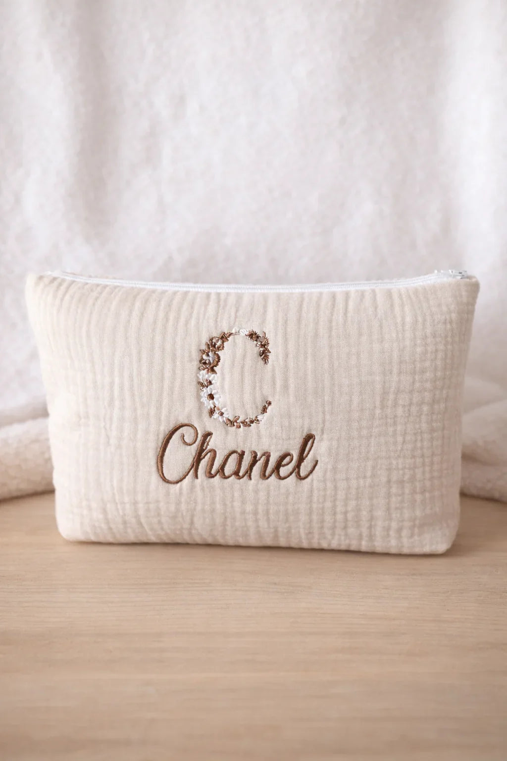 Trousse personnalisée bébé en gaze de coton