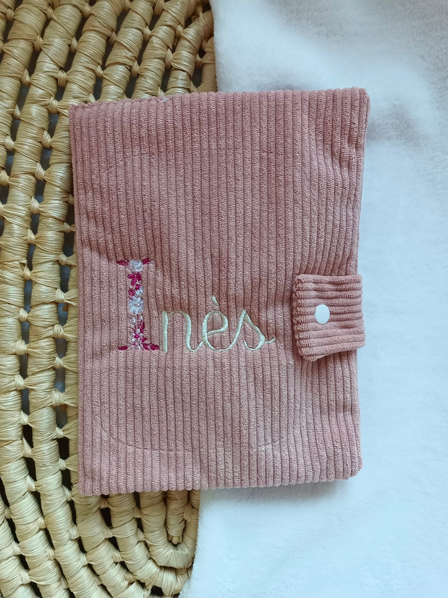 Protège carnet de santé velours terracotta - personnalisable -