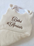 Gigoteuse molletonée en maille beige et polaire blanc - personnalisable -