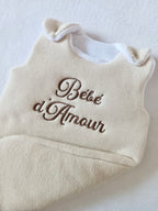 Gigoteuse molletonée en maille beige et polaire blanc - personnalisable -