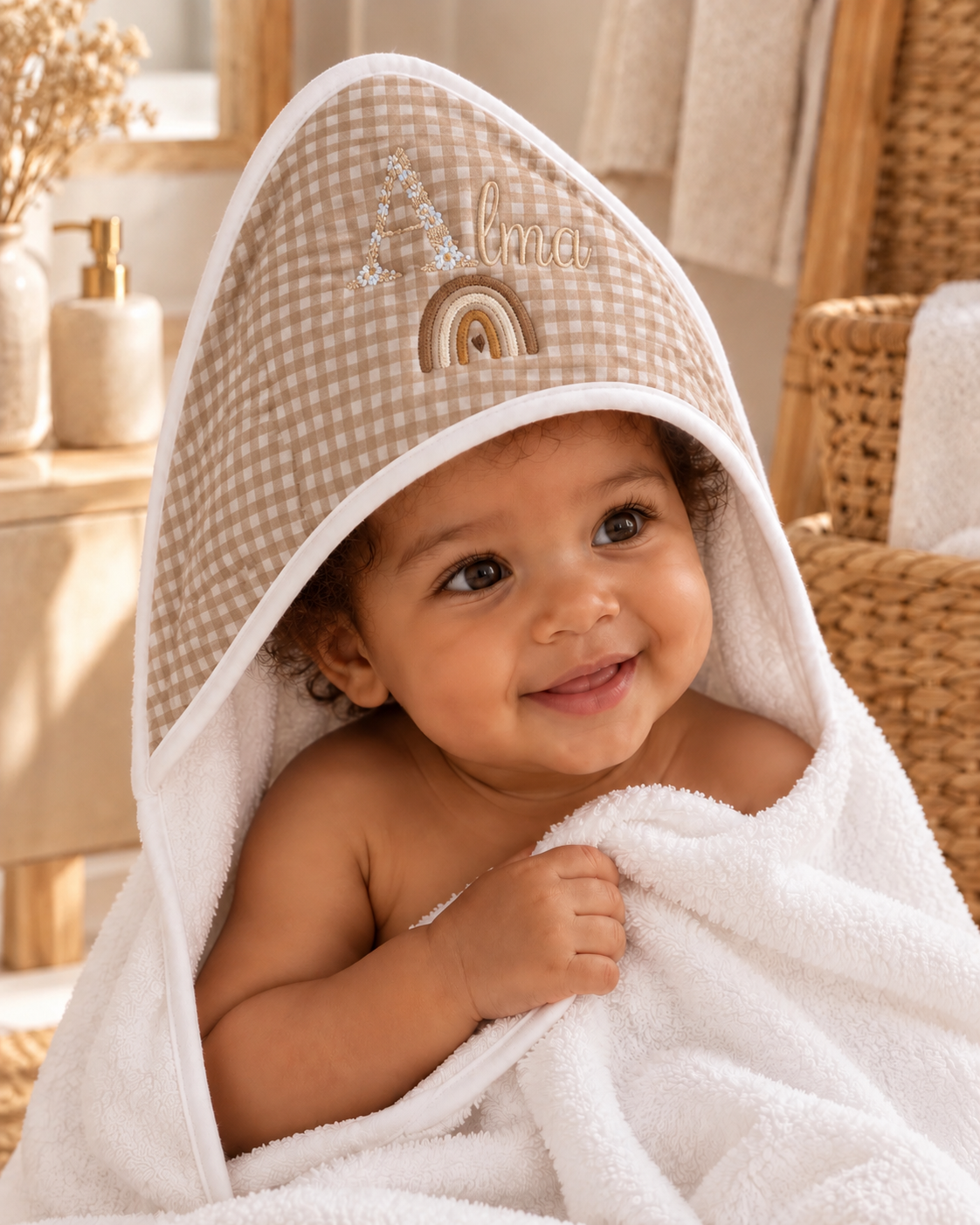 Cape de bain personnalisée bébé – Collection Vichy