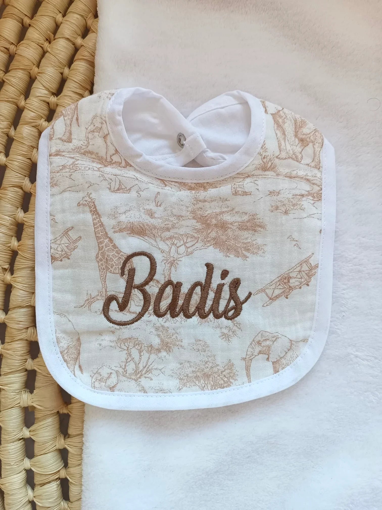 Bavoir bébé personnalisé – Safari
