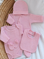 Pyjama naissance personnalisé bébé – 5 pièces en gaze de coton