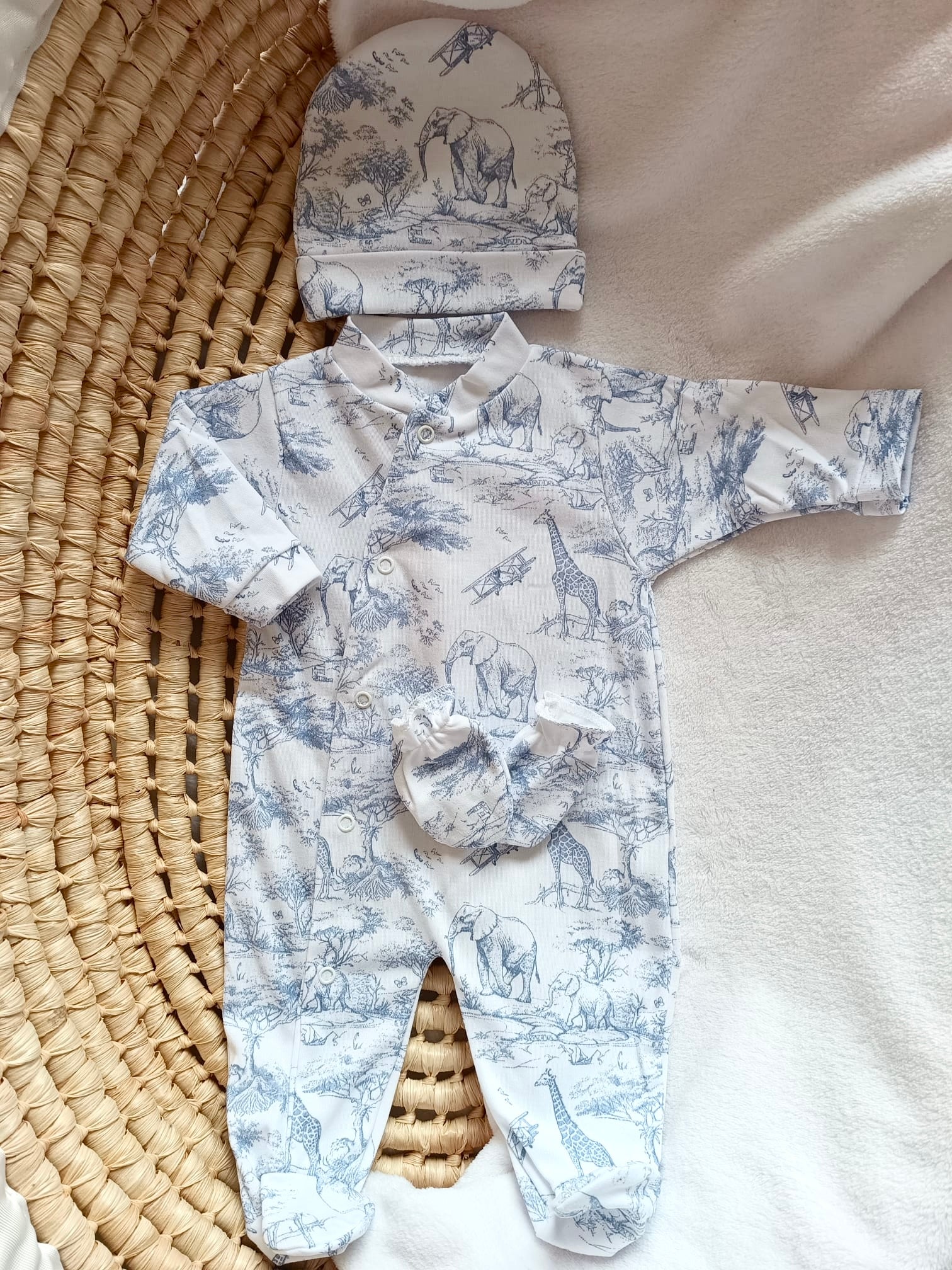 Pyjama bébé 100% coton 3 pièces personnalisé – Safari