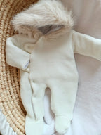 Combinaison pilote en maille blanche fourrure - personnalisable - plusieurs tailles -