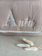 Sac à langer en gaze de coton marron - personnalisable -