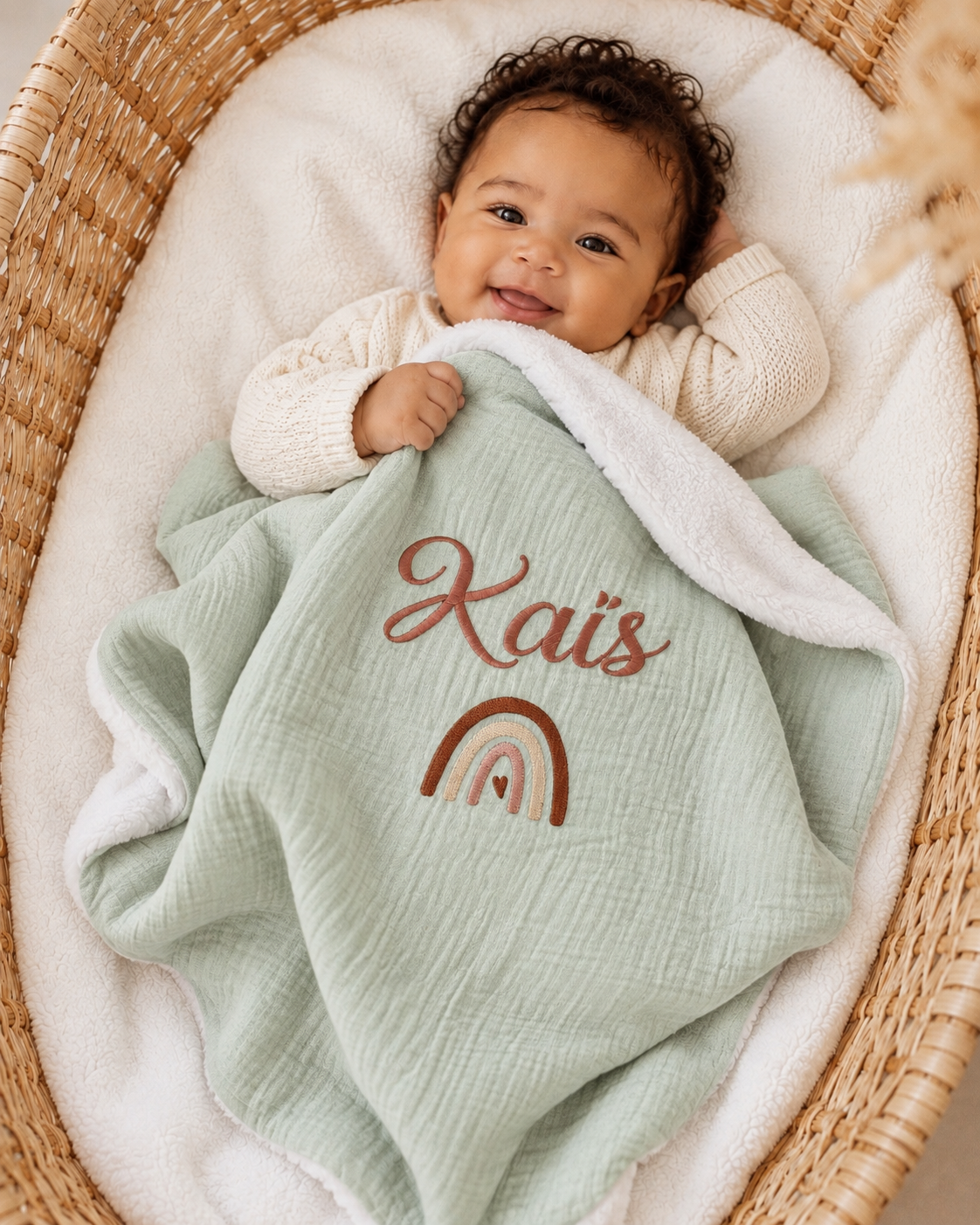 Couverture personnalisée bébé en gaze de coton