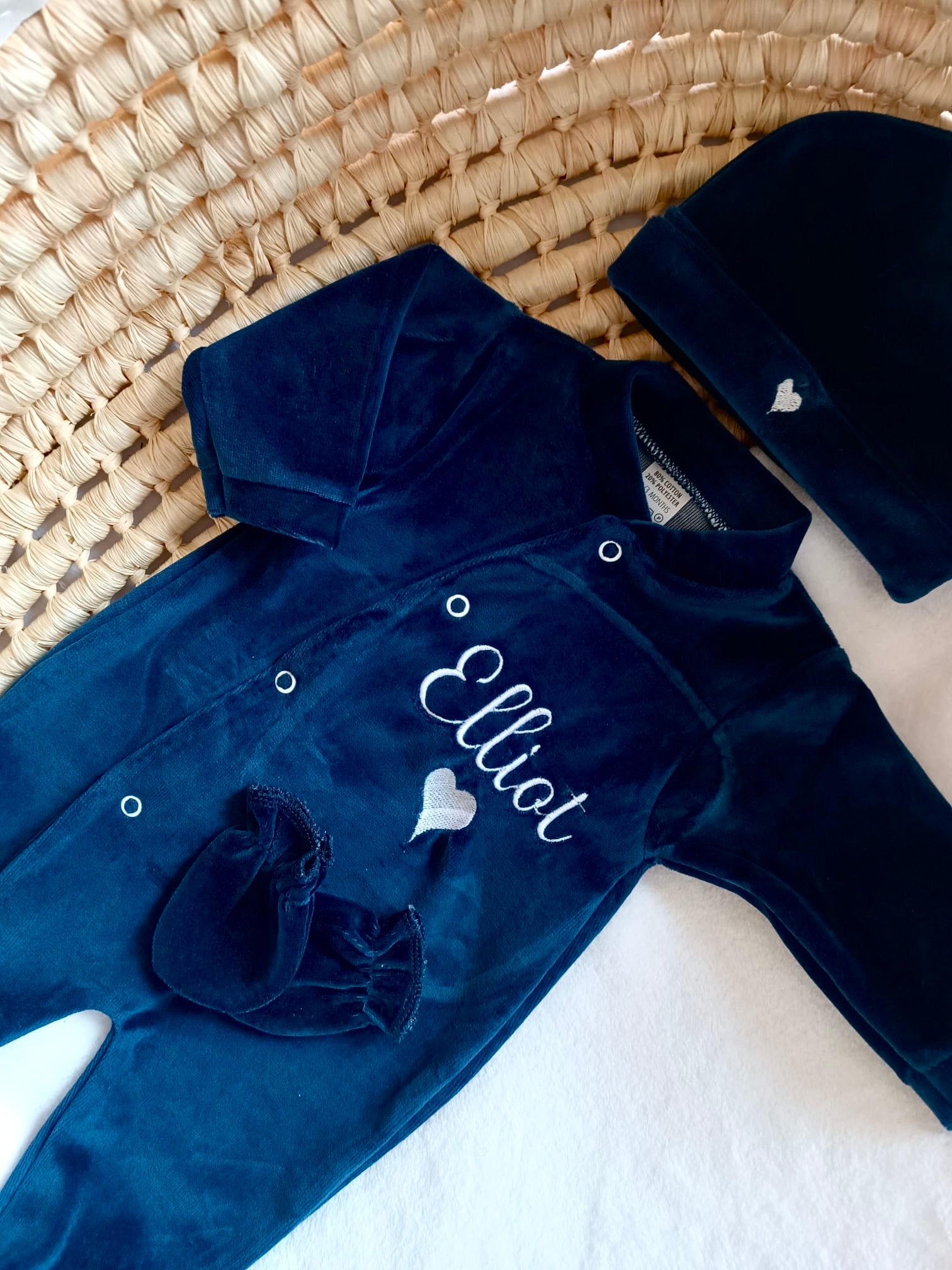 Dors bien velours bleu marine, 3 pièces