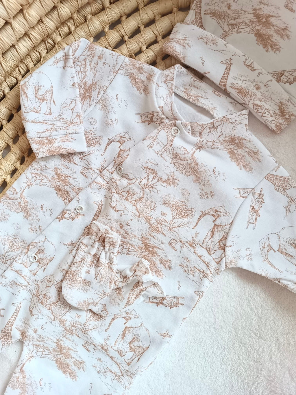 Pyjama bébé 100% coton 3 pièces personnalisé – Safari