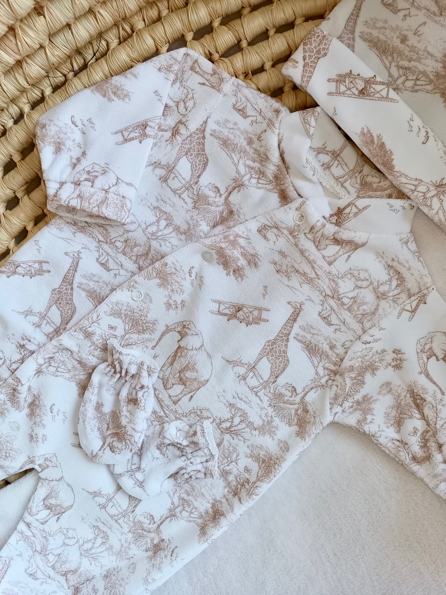 Dors bien velours tons safari beige, 3 pièces