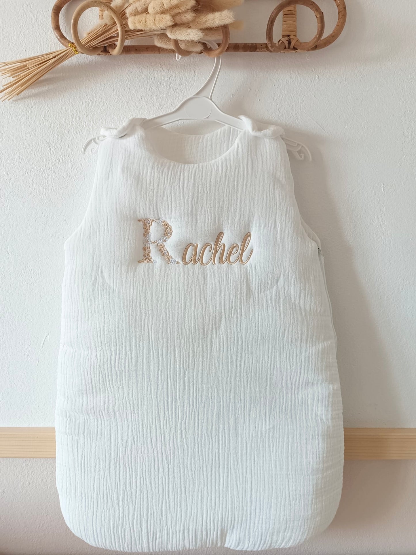 Gigoteuse molletonée en gaze de coton blanc