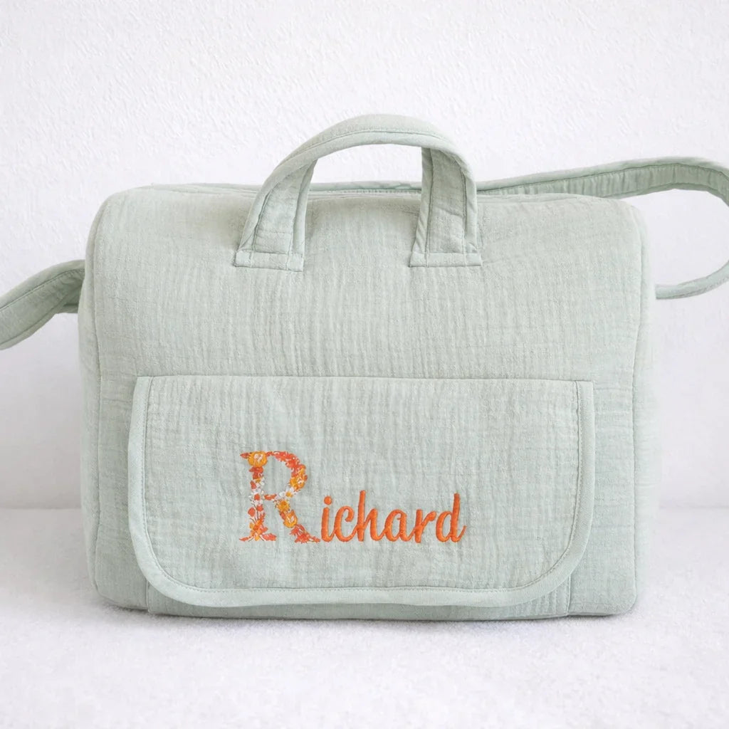 Sac à langer personnalisé bébé en gaze de coton
