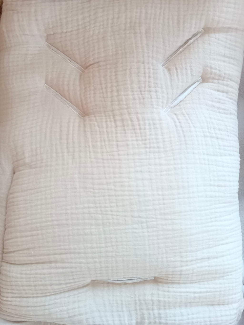 Combinaison / Nid d’ange en gaze de coton beige et polaire blanc 0/3 mois - personnalisable -