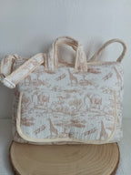 Sac à langer en gaze de coton safari tons beige- personnalisable -