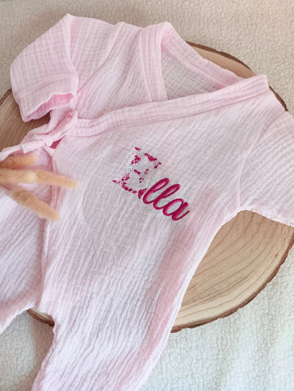 Pyjama cache cœur rose 100% coton