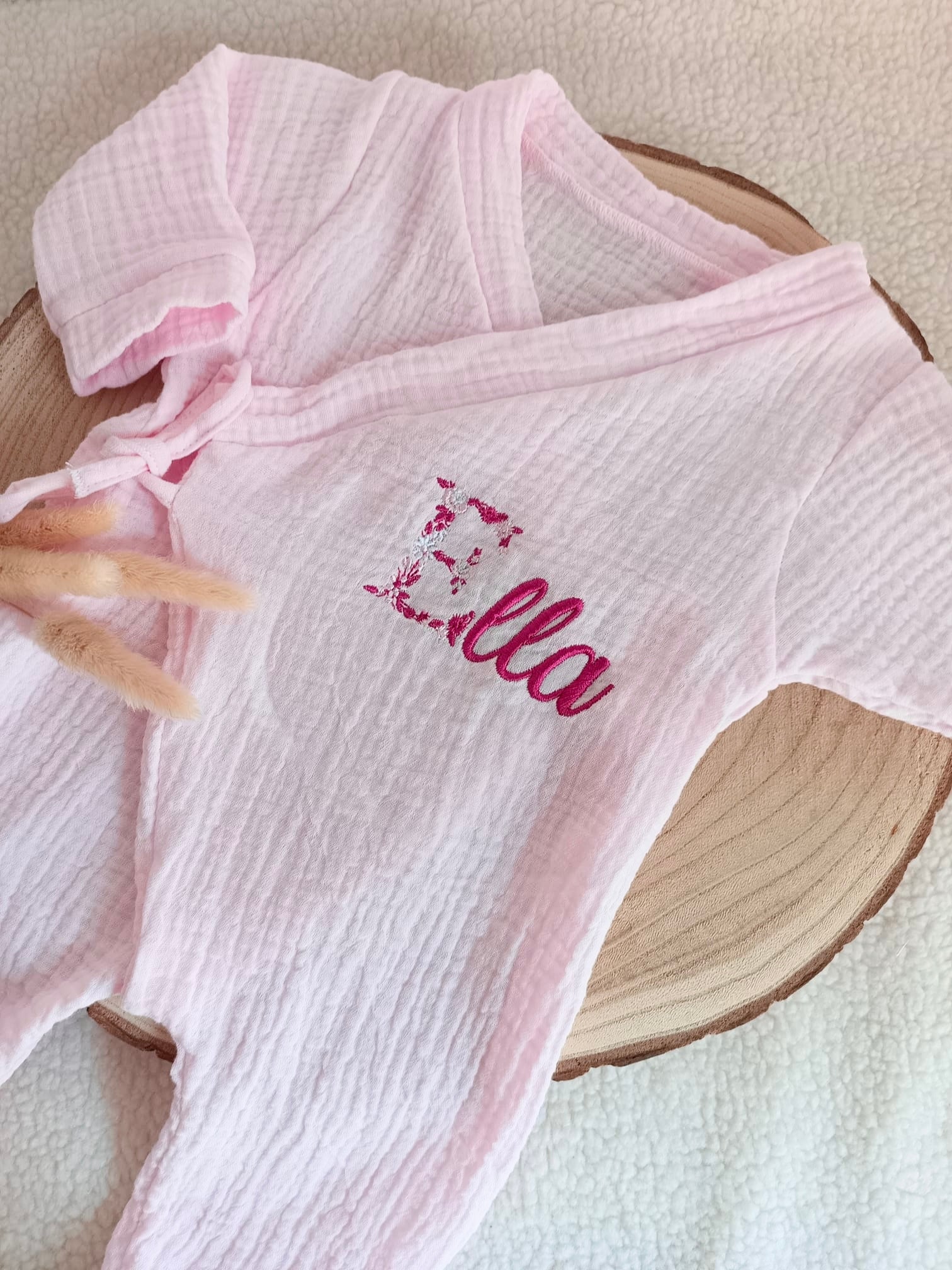 Pyjama cache cœur rose 100% coton