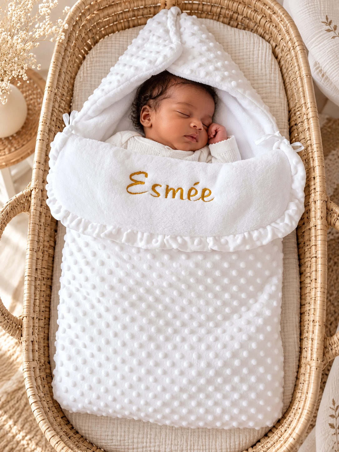 Nid d'ange bébé personnalisé minky