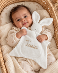 Doudou lapin personnalisé bébé en gaze de coton