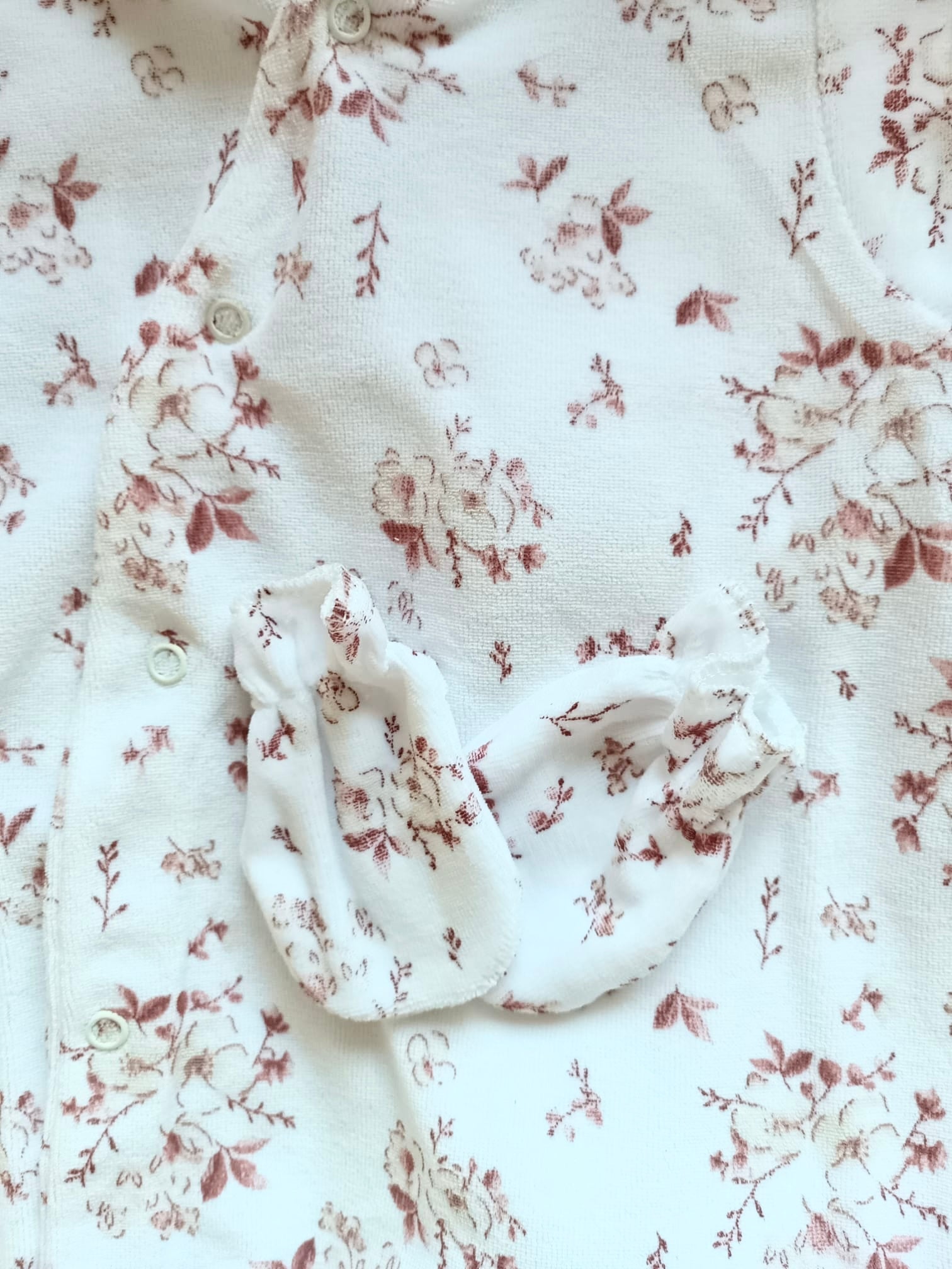 Dors bien velours fleurs de coton tons bordeaux/framboise, 3 pièces