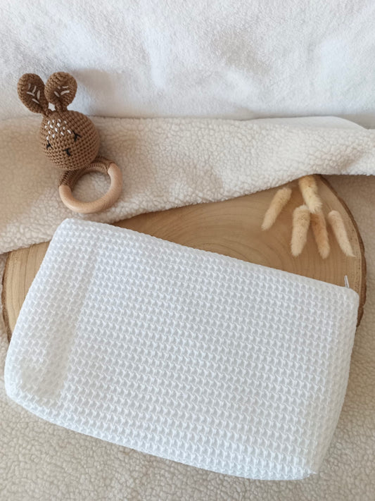 Trousse en nid d’abeille blanc - personnalisable -