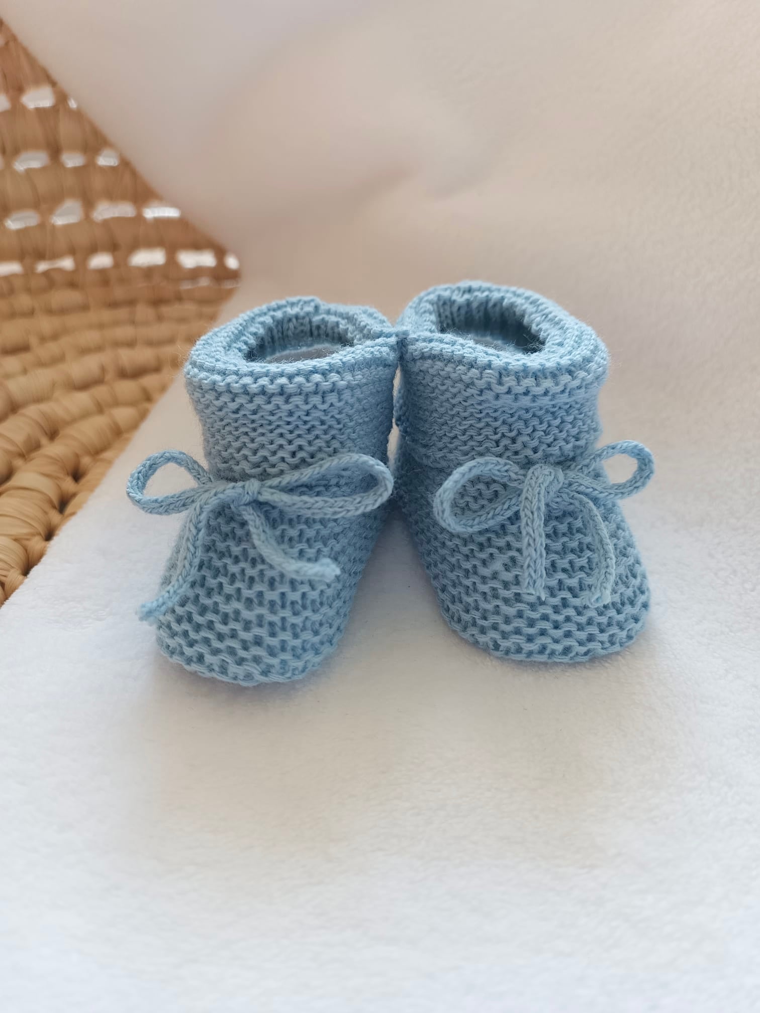 Chausson en maille bleu denim