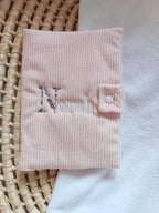Protège carnet de santé velours rose - personnalisable -
