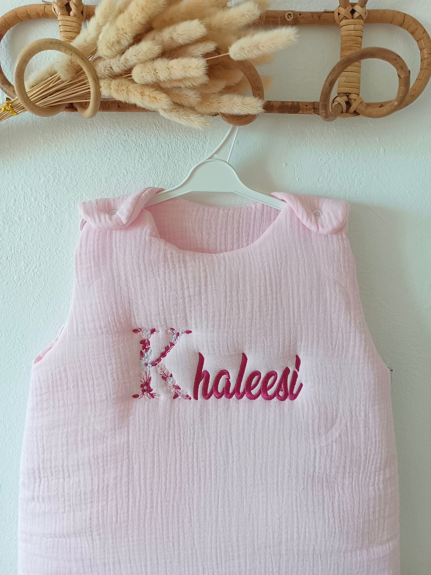 Gigoteuse molletonnée en gaze de coton rose