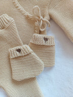 Tenue naissance 0/3 mois en maille beige foncé - personnalisable