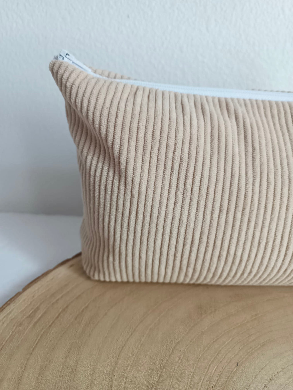 Trousse en velours beige - personnalisable -