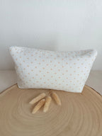 Trousse en gaze de coton coeurs beige - personnalisable -