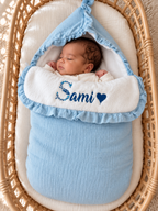 Nid d’ange personnalisé bébé en gaze de coton